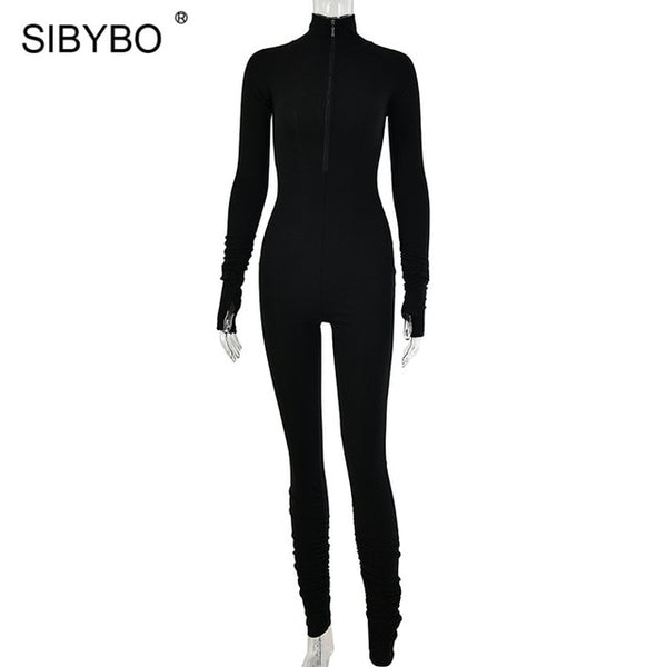 SIBYBO Spring Turtleneck Skinny Casual Jumpsuit