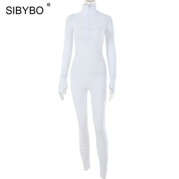 SIBYBO Spring Turtleneck Skinny Casual Jumpsuit