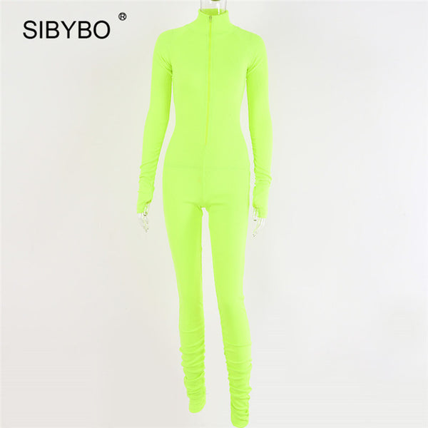SIBYBO Spring Turtleneck Skinny Casual Jumpsuit