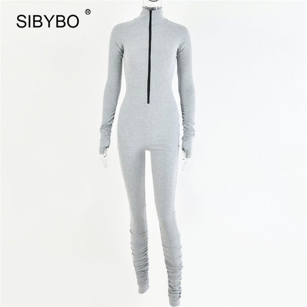SIBYBO Spring Turtleneck Skinny Casual Jumpsuit