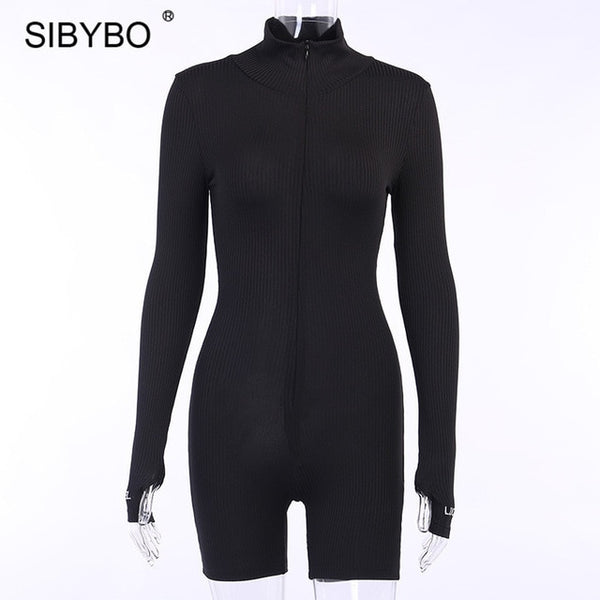 SIBYBO Spring Turtleneck Skinny Casual Jumpsuit